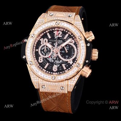 High Quality Copy Hublot Big Bang Iced Out Chronograph Watch Rose Gold